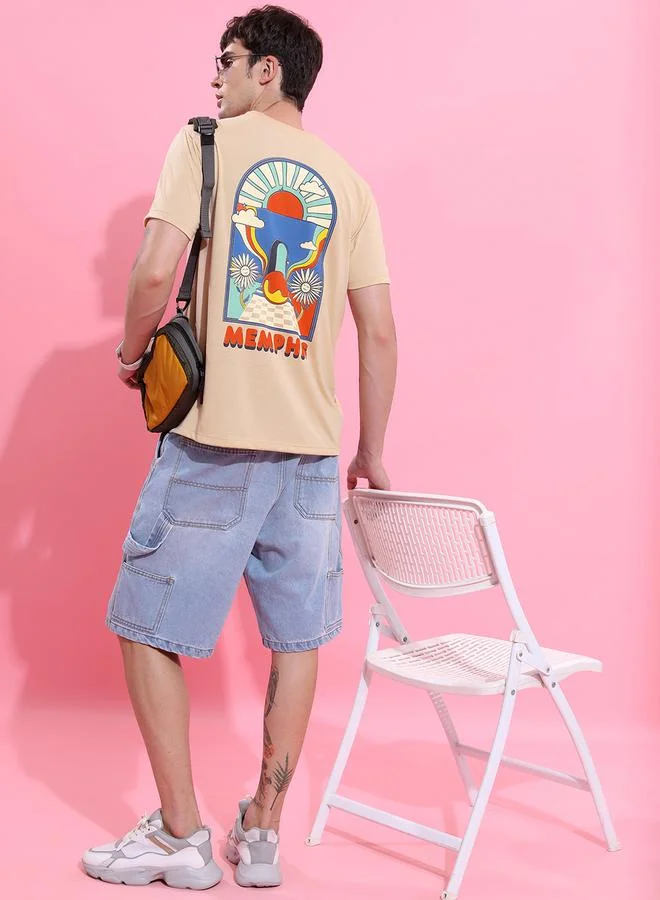 كيتش تيشيرت بياقة دائرية وطبعة جرافيك بقصة مريحة من ستايلي